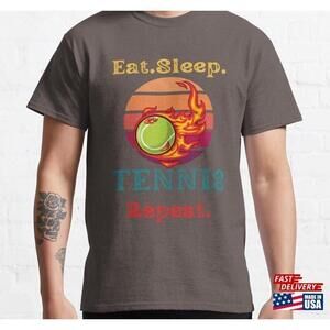 Eat Sleep Tennis Repeat Retro Classic Tshirt Tee